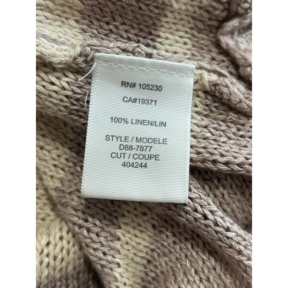 JOIE Women's Taupe/Purple Striped Open-Knit 100% Linen Pullover Sweater Size S - Picture 7 of 11
